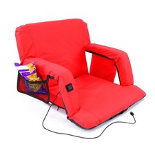 Xspec Heated Reclining Stadium Seat with Armrest Foldable Bleacher Chair, Red