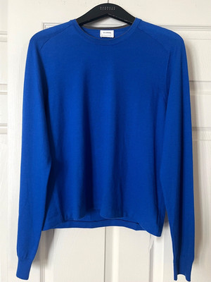 JIL SANDER Mens 100% Cashmere Sweater Electric Blue Crewneck EU 48 US S M / NWT