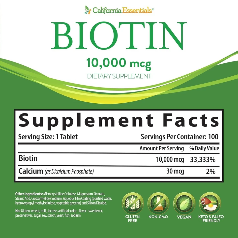 AMERICA'S #1 VENTA BIOTINA 10.000 y CALCIO FUERZA MÁXIMA SALUD CAPILAR Foto 4 de 4