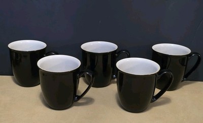 5 x DENBY TIEFSCHWARZ GLANZ TASSEN SET