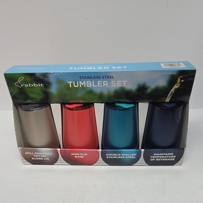 Rabbit Stainless Steel Tumbler Set Four-Piece Multicolor Double-Walled Spill Re 