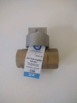 New Valencia Pipe Company VPC 3/4   Auto-Drain Irrigation Ball Valve 78-621-01 