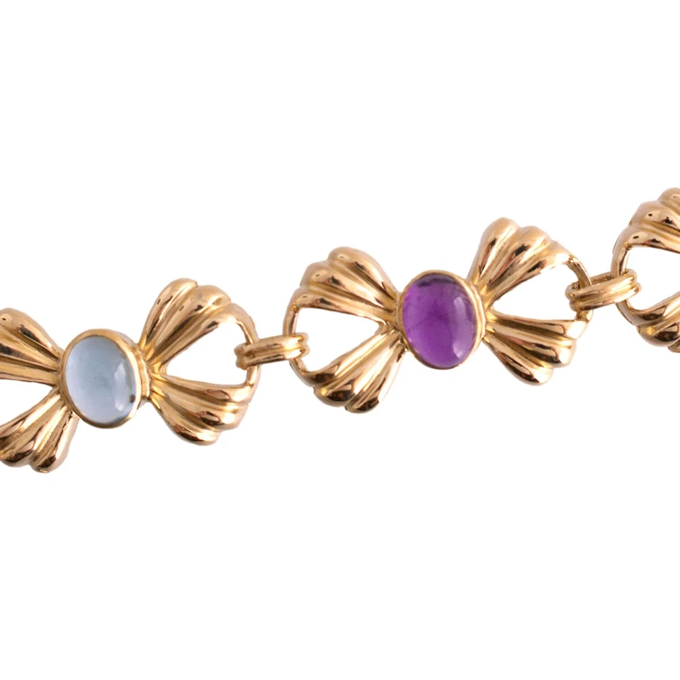 Pulsera de eslabones de arco de cabujón de piedras preciosas Foto 3 de 4