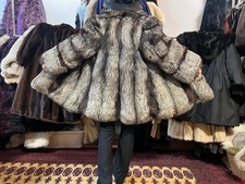 Silver Fox Fur Coat Real Fox Fur Volpe M-L