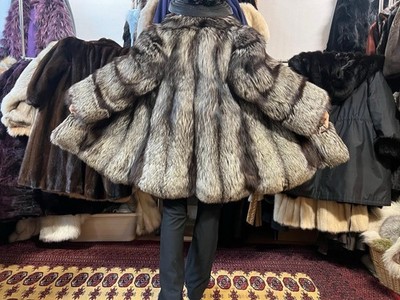Silberfuchsmantel Fuchsmantel Pelzmantel Pelz Fuchs REAL Fox Fur Coat Volpe M-L