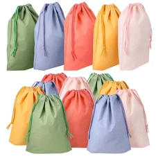50 Pcs Pastel Drawstring Gift Bag for Kids Reusable Plastic Gift Wrapping Goo...