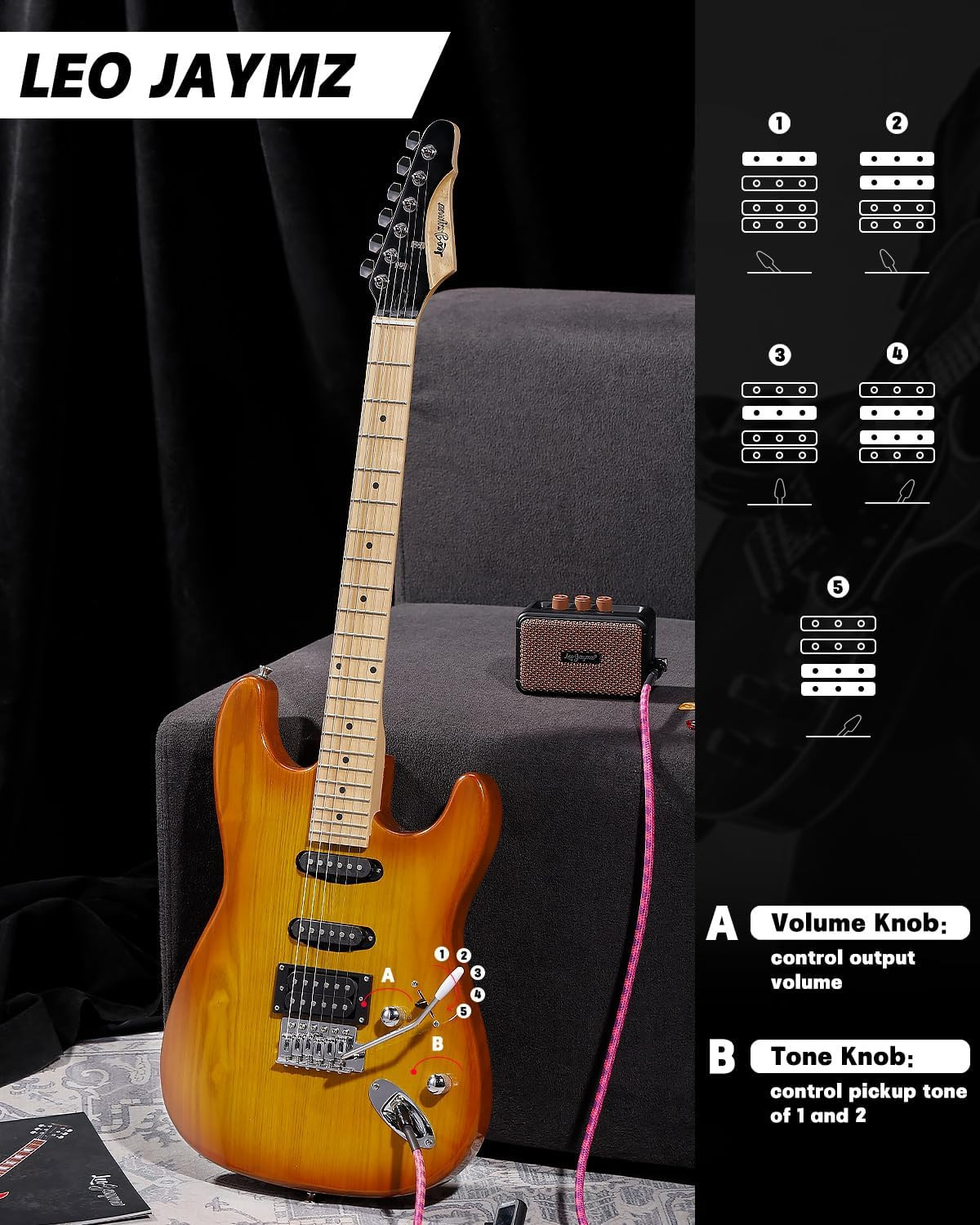 39 Inch Full Size Electric Guitar Kit Electric Guitar Beginner Kits - Portable A