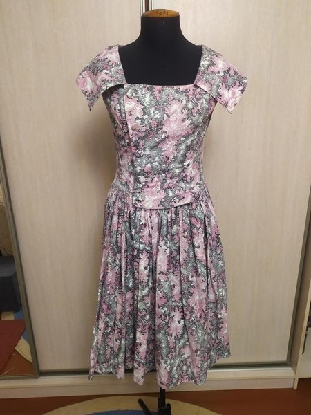 Women Vintage stories Dress Grey Cotton 34 / XS /
