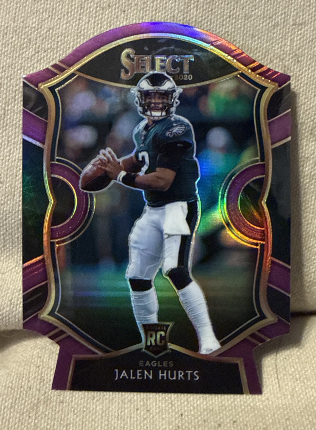 2020 Panini Select Concourse Purple Prizm Die-Cut Jalen Hurts #50 RC