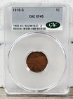 1910-S Lincoln Cent 1c Wheat Penny *CAC  XF45 Choice Extremely Fine* Solid Coin
