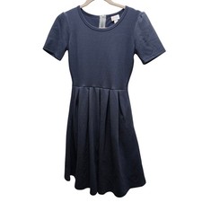 LuLaRoe Amelia Dress Gray Herringbone Textured Knit Fit Flare XS