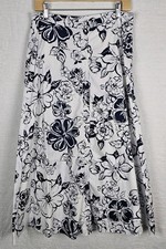 VTG 90s Ralph Lauren Floral 100 Cotton Maxi Skirt Sz 10 White Navy Cottagecore