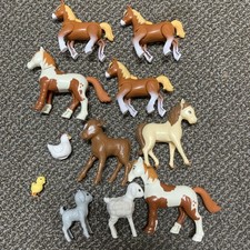 Lot Of 11 Farm Animals Plastic Figure Toy Chicken Chick Horse Sheep Goat Cow