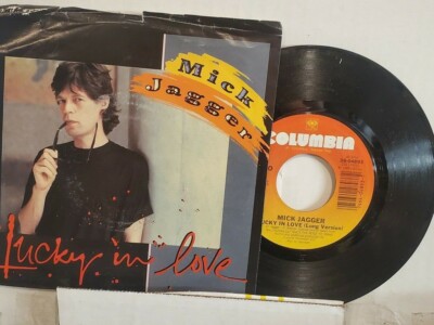 MICK JAGGER 7'' 45 RPM - ''Lucky in Love'' & ''Running Out of Luck'' w/ps VG conditon