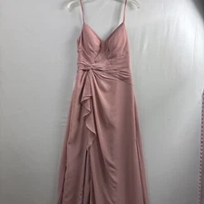 AZAZIE EMERALD Maxi Dress size A6 Flowy Ruffled Chiffon Bridesmaid Wedding Rose