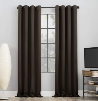 Sun Zero Nordic 2-pack Theater Blackout Grommet Curtain Panel Cocoa Brown 108''