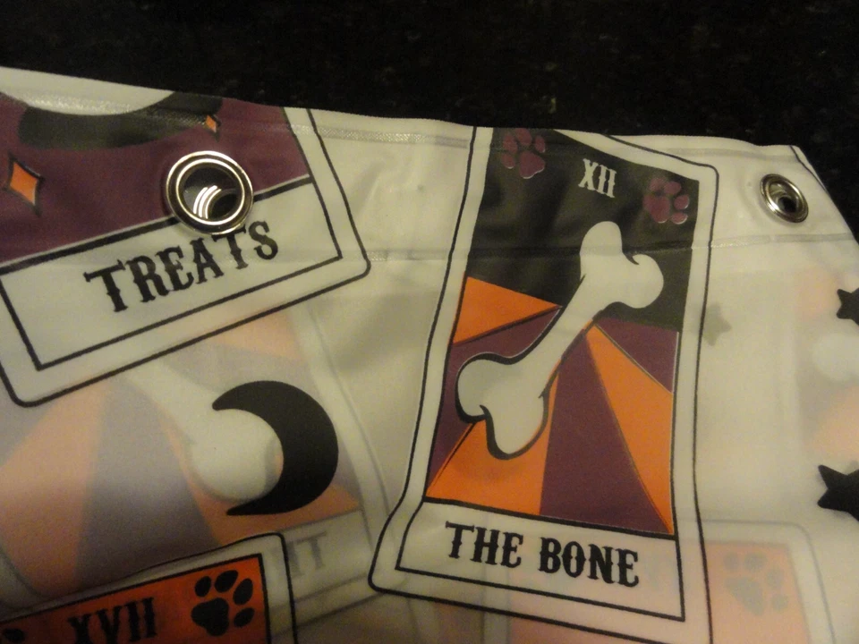 Новый Peva Хэллоуин оранжевый черный фиолетовый собак щенков душа занавески люверсы - Изображение 4 из 4