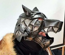 Geschw&auml;rzter Wolfshelm 18 Gauge Steel Mittelalterlicher Gro&szlig;er Wolfshelm