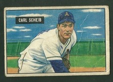 1951 Bowman #83 Carl Scheib Philadelphia Athletics A's Vintage Baseball Card