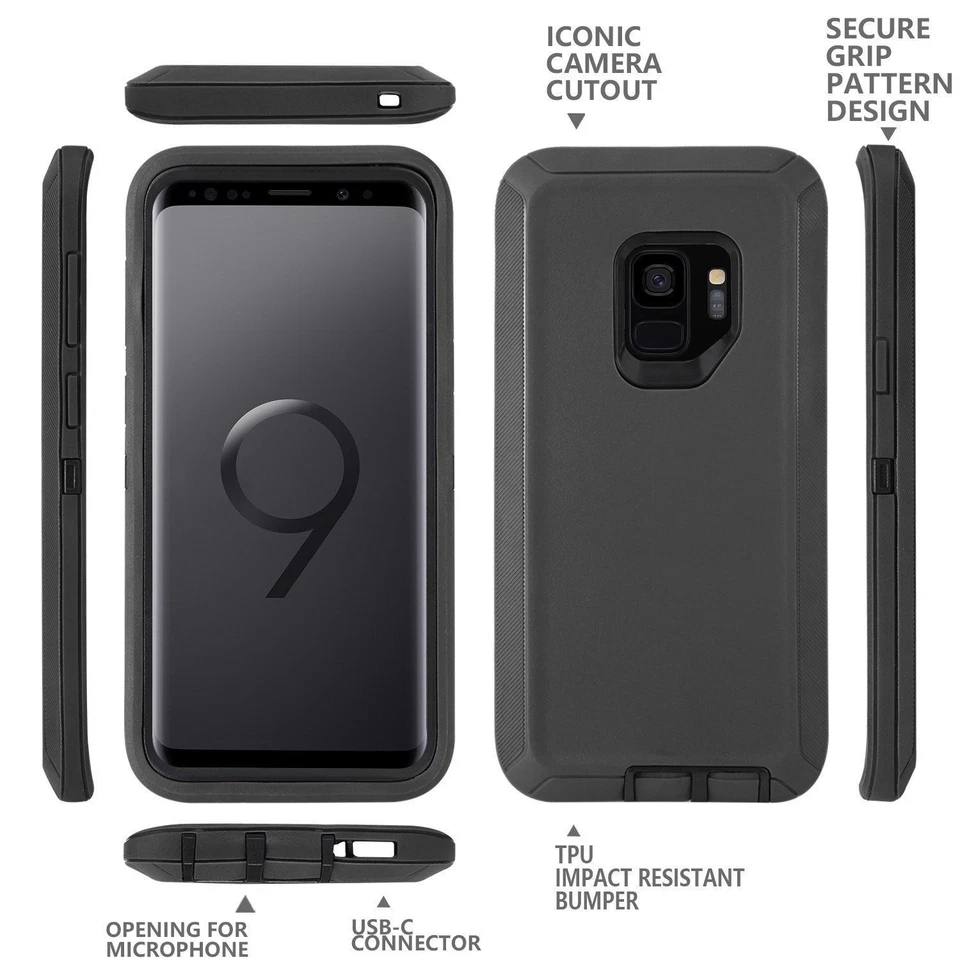 Funda protectora a prueba de golpes para Samsung Galaxy S9 + Plus serie se adapta a clip de cinturón defensor Foto 3 de 4