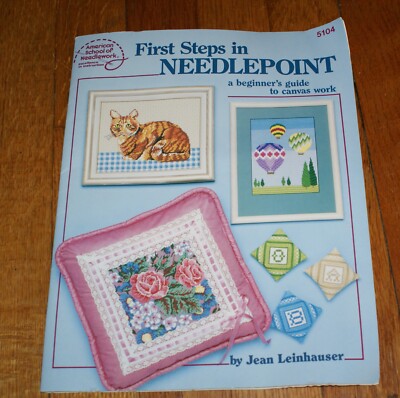 First Steps In Needlepoint & Canvas Work Craft Book Jean Leinhauser 4 Projects