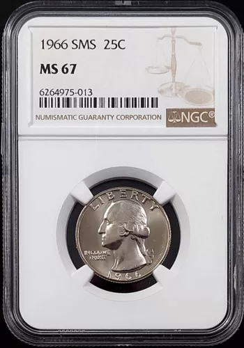 1966 SMS Washington Quarter certified MS 67 by NGC! sku 75013