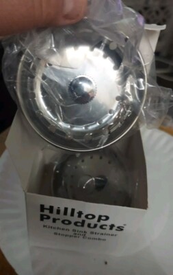 (Box of 2) Hilltop Products Genuine OEM Kitchen Sink Strainer And Stopper Combo