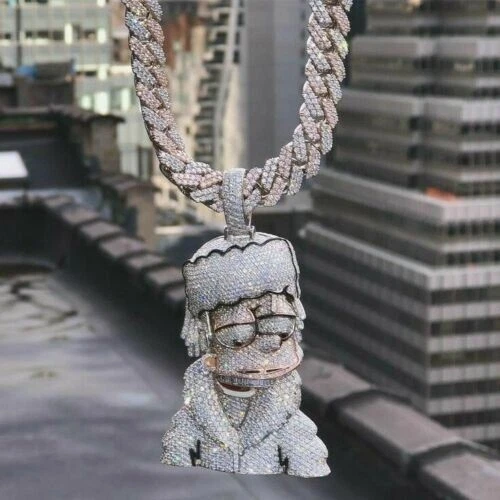 Hip Hop Style Cartoon Face Fine Pendant 925 Sterling Silver
