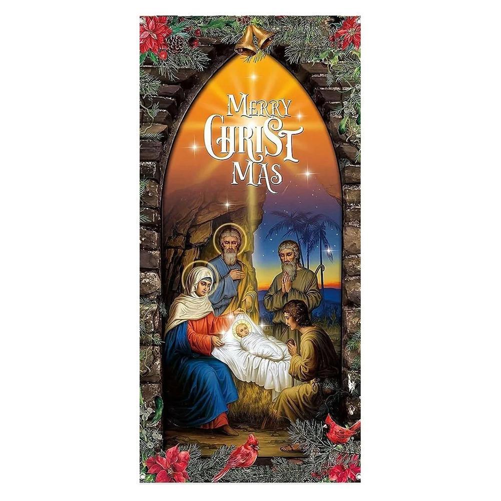 Christmas Door Curtain Decoration Christmas Party Photo Backdrop