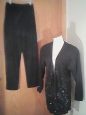 Eminent brand black pantsuit, S/M, sequins, polyester/cotton, waist 28 inseam 28