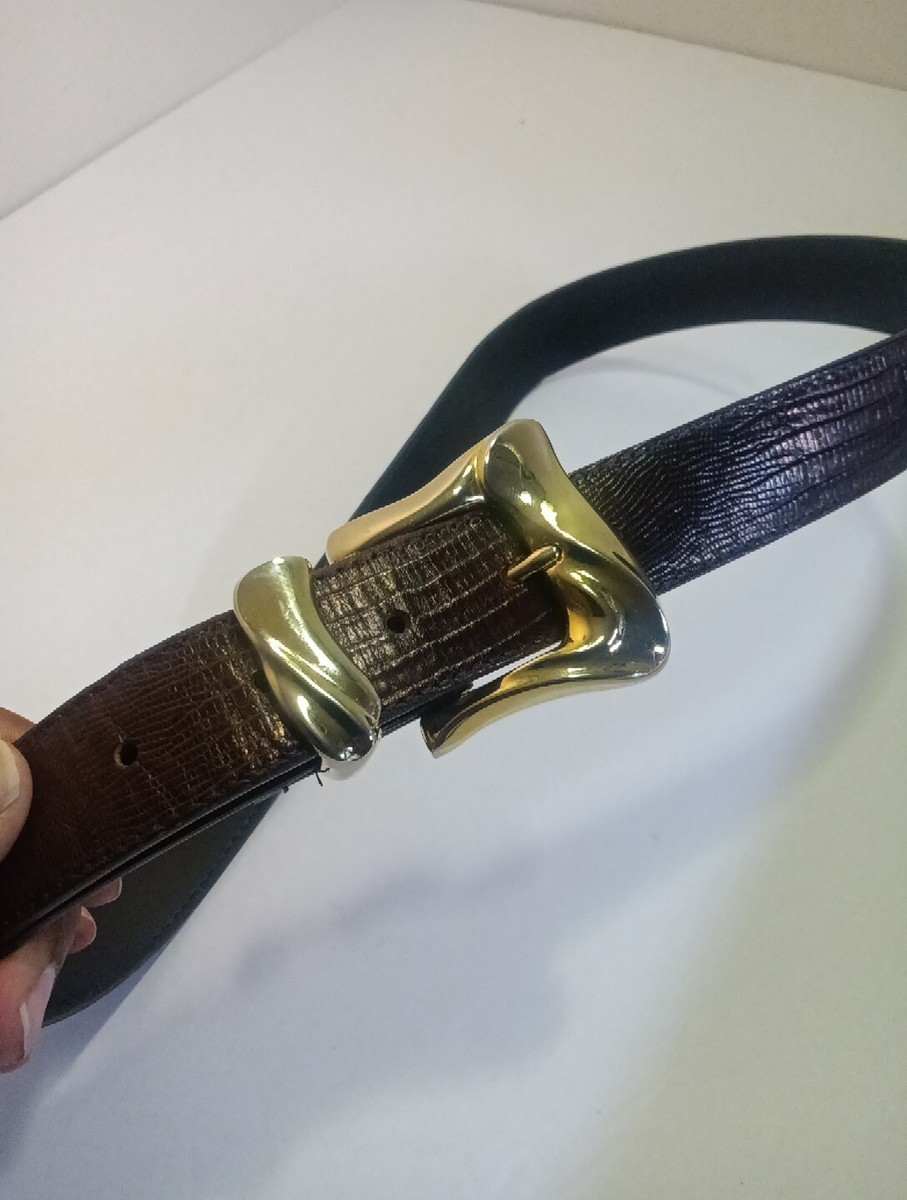 Geunine Lizard Belt Women’s Size 32 Brown Made In Italy Polo Ralph Lauren Genuine Lizard Leather Size 40 Belt With  main image 3