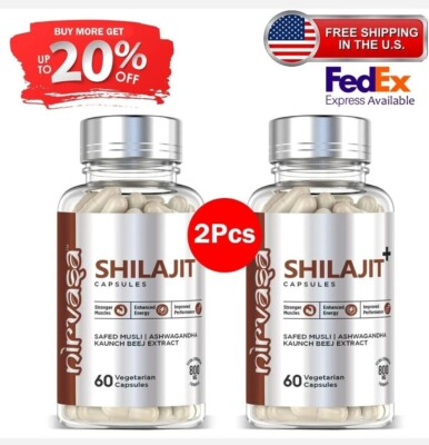 2X Himalayan Pure Shilajit 800mg 60 Caps Naturally Occurring Fulvic Acid
