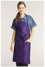Bib Apron, 2 Pockets, Pencil Pocket, Color: Purple, Size: 30" W x 34" L - 3004