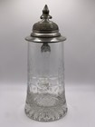 1979 Rastal Etched Glass Beer Stein, Pewter Lid, Floral Design, 17 oz (0.5l) Exc — photo 4