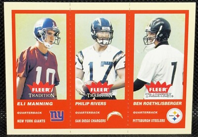 2004 Fleer Tradition Eli Manning Philip Rivers Ben Roethlisberger #351 Rookie RC