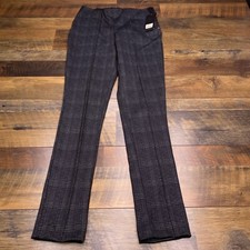 Jones New York Pants Small Black Elastic Waist Plaid Stretch New