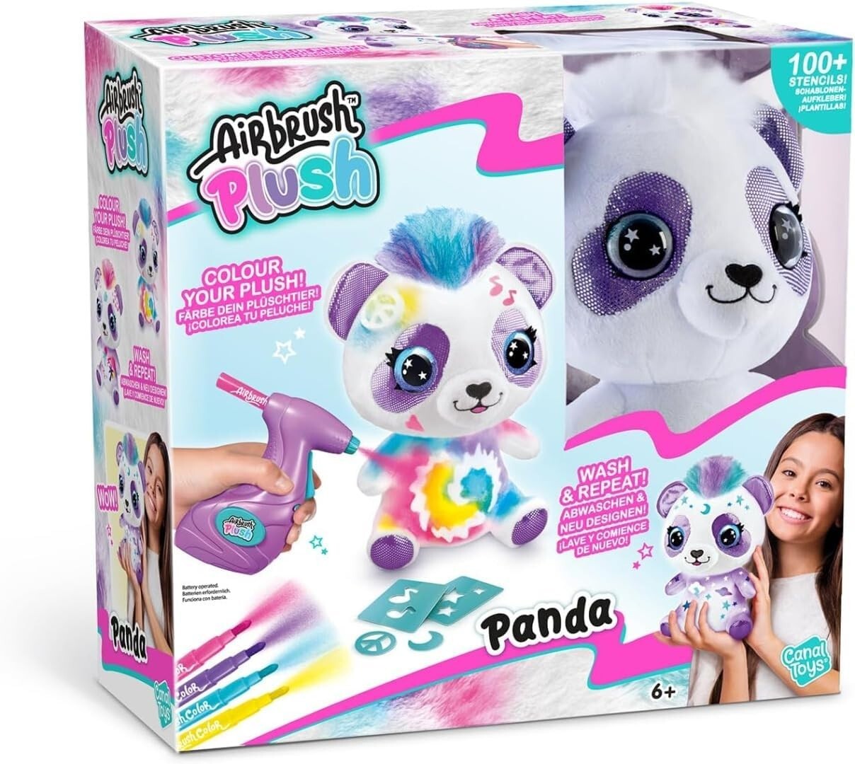 Airbrush Plush Panda Set Design & Colour 100+ Stencils New Kids Xmas Toy Age 6+