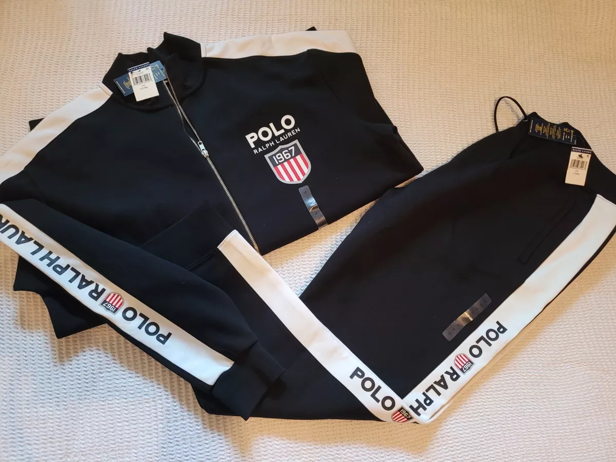 Polo Ralph Lauren Big Tall Black Multi Striped Logo Track Jacket