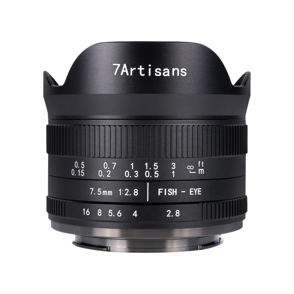 7artisans 7.5mm F2.8 Manual Fisheye Lens Micro 4/3 Mount Black gx gh omd
