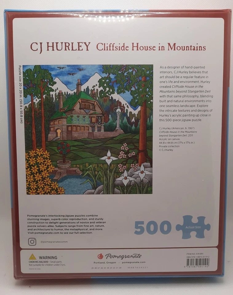 * Новый * CJ Hurley 500 шт. гранат художественное произведение головоломка Cliffside дом в горах  - Изображение 2 из 4