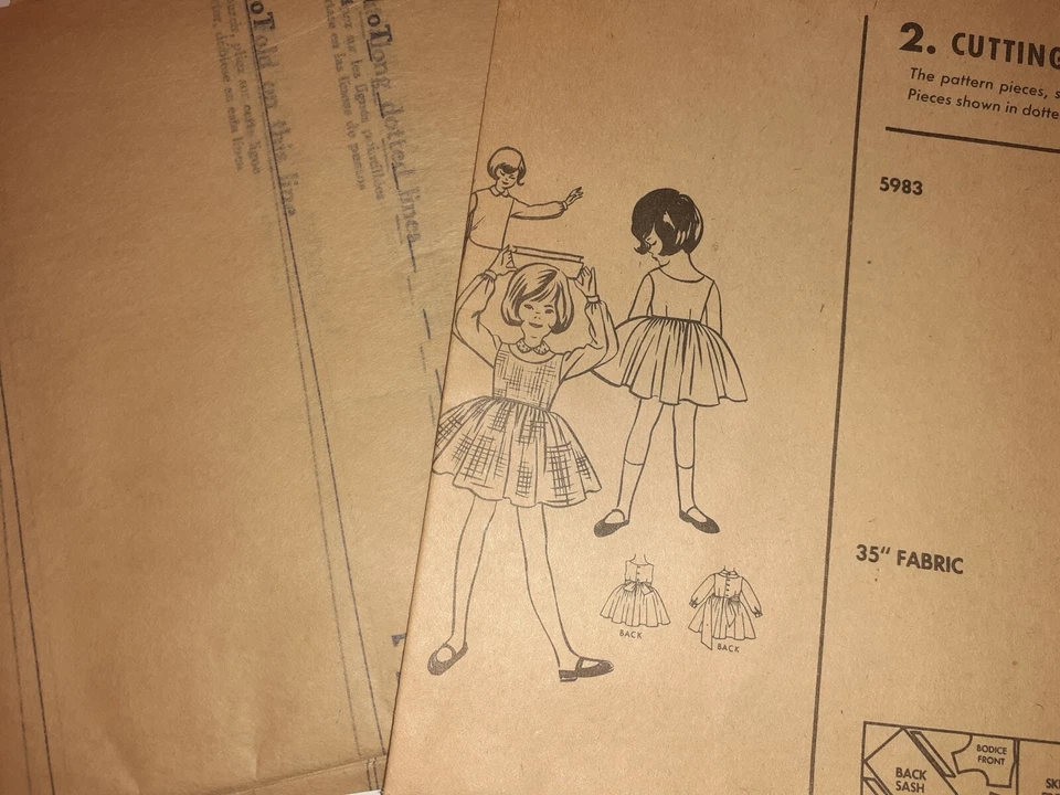 McCall's 5983 Dress Jumper Blouse Sewing Pattern Girls 2 VTG 60s Cut Fit Flare - Image 4 of 4