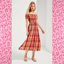 URBAN OUTFITTER Kimchi Blue Off the Shoulder Smocked DRESS size XS