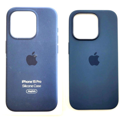 Authentic Apple Silicone Phone Case with MagSafe for iPhone 15 Pro - Storm Blue