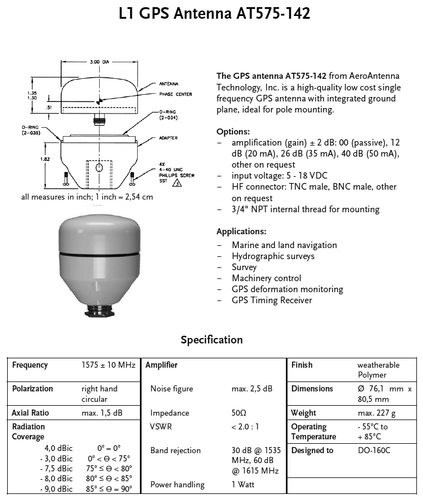 Symmetricom Microsemi SyncServer S200 S600 GPS Antenne AT575 5V 12V 142-614-50 - Bild 7 von 7