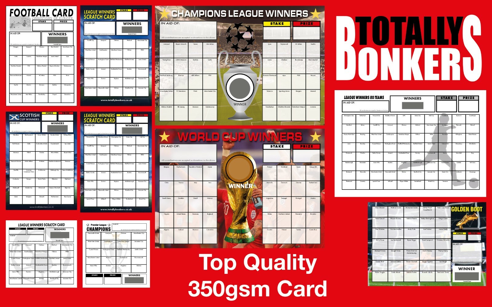 FOOTBALL FUNDRAISING SCRATCH CARDS 20 30 35 40 80 100 eBay