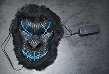 Gorilla LED light up Mask Hand Gloves Chest Fur Accessories Costume Halloween 