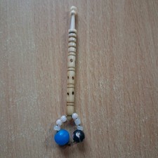 Antique Vintage Lace Making Bobbin BONE engraved spots lines spangle #T