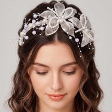 Silver Pearl Bridal Wedding Headpiece Prom Hair Band Accessories Women