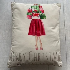 Christmas Retro Fashion Lady Shopping Pillow  Festive Décor