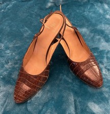 Vintage Ralph Lauren Couture Brown Genuine Alligator Slingbacks 8-8 1/2 N